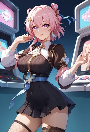 star rail,march 7th,secretary,stockings,sexy, panties  - AI generated anime art